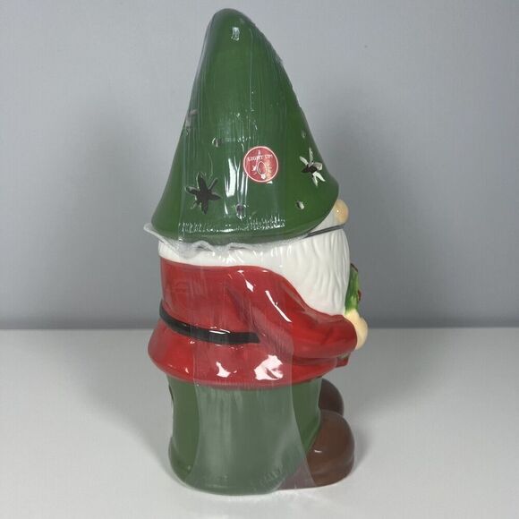 Mr. Christmas NWT Ceramic Red, Green & White Christmas Gnome Cookie Jar, 13"H - Picture 4 of 6